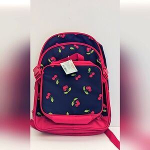 Cherries Backpack Set Gymboree Insulated Lunchbox Navy Red Print Buckle Set